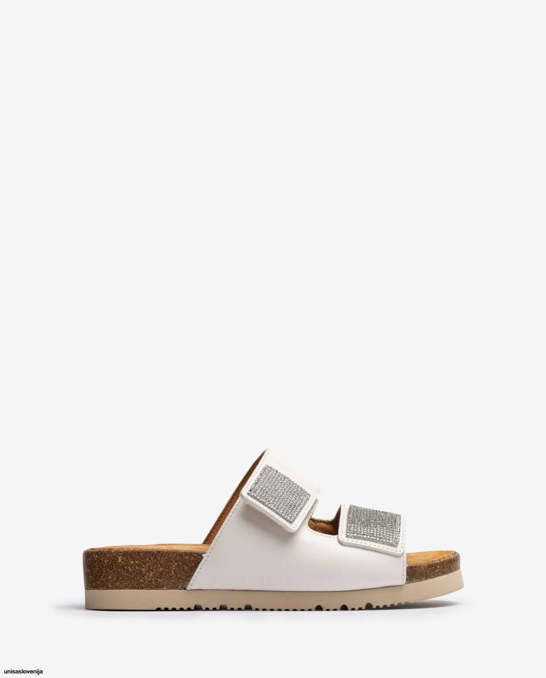 Unisa čevlje ravni sandal z dvojnim paščkom ženske bela - Unisa Store