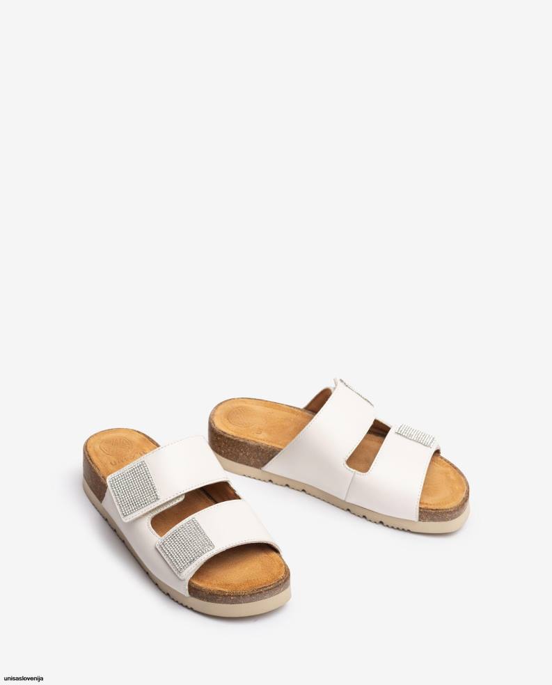 Unisa čevlje ravni sandal z dvojnim paščkom ženske bela - Unisa Store
