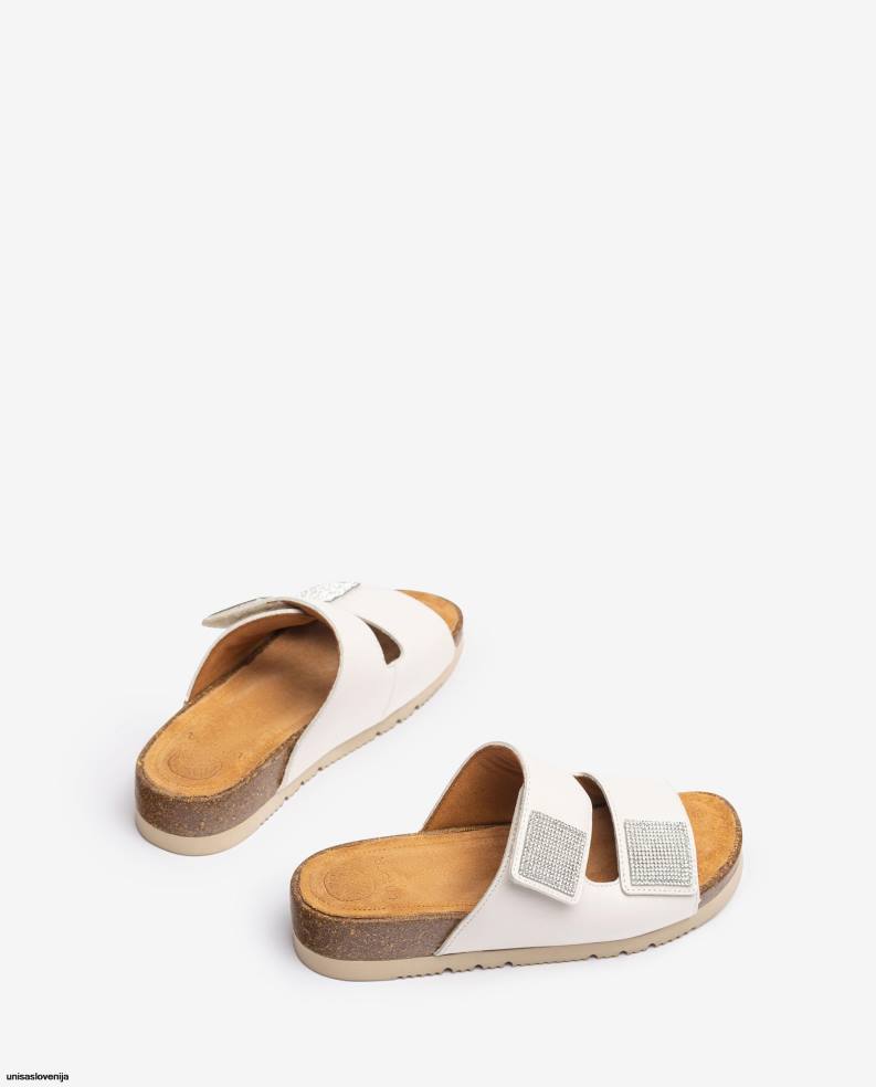 Unisa čevlje ravni sandal z dvojnim paščkom ženske bela - Unisa Store