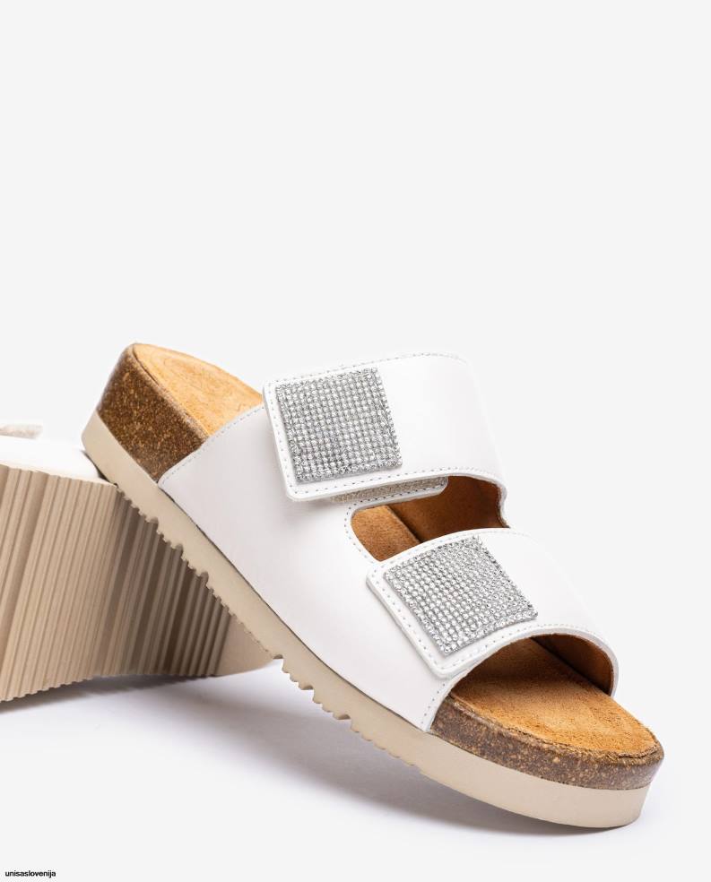 Unisa čevlje ravni sandal z dvojnim paščkom ženske bela - Unisa Store