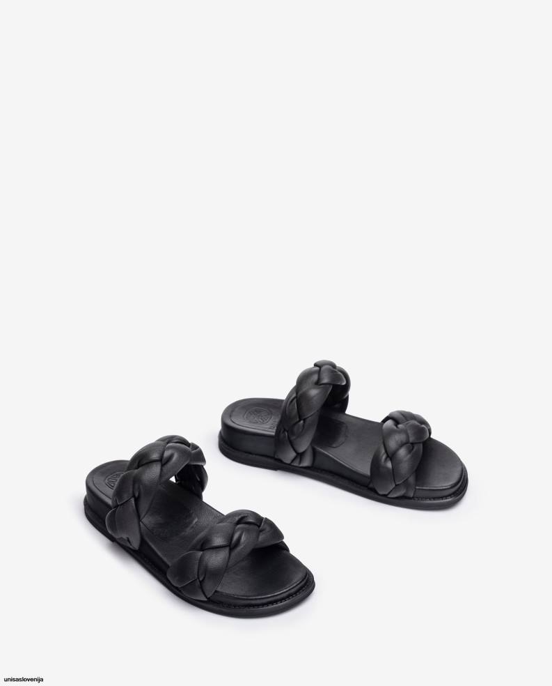 Unisa čevlje sandal s pletenimi paščki ženske Črna - Unisa on Sale