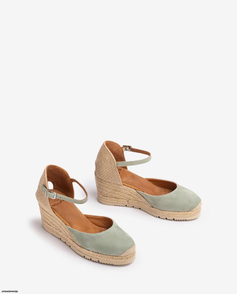 Unisa čevlje d\'orsay espadrila s paščkom za gleženj iz semiša ženske zelena - Unisa on Sale