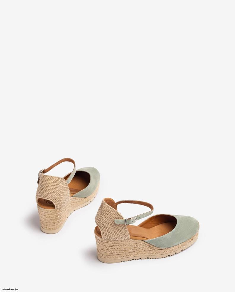 Unisa čevlje d\'orsay espadrila s paščkom za gleženj iz semiša ženske zelena - Unisa on Sale