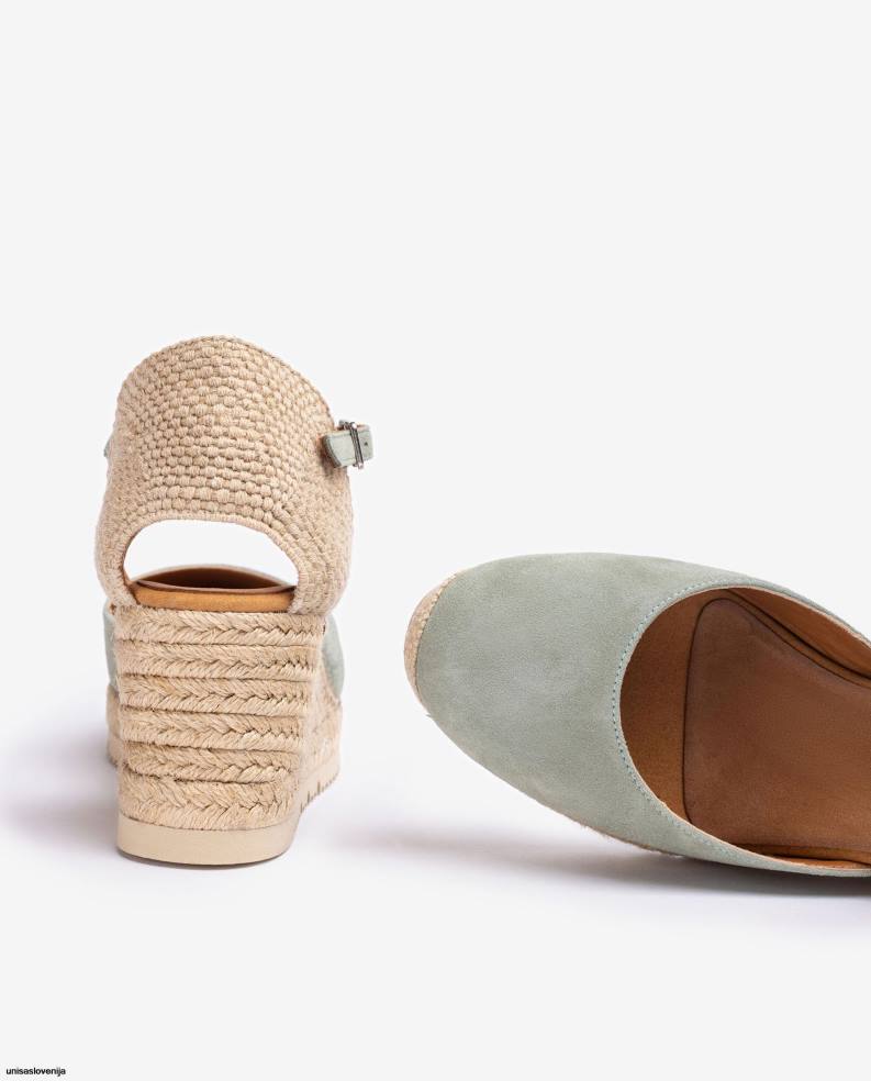 Unisa čevlje d\'orsay espadrila s paščkom za gleženj iz semiša ženske zelena - Unisa on Sale