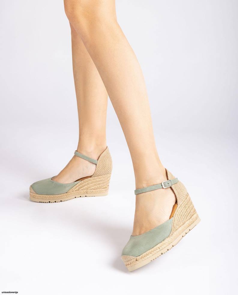 Unisa čevlje d\'orsay espadrila s paščkom za gleženj iz semiša ženske zelena - Unisa on Sale