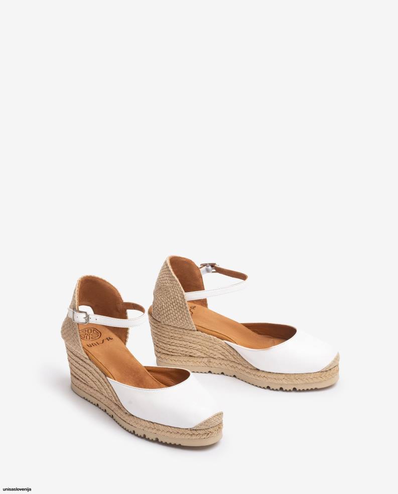 Unisa čevlje espadrila z usnjenim paščkom za gleženj d\'orsay ženske bela - Unisa on Sale