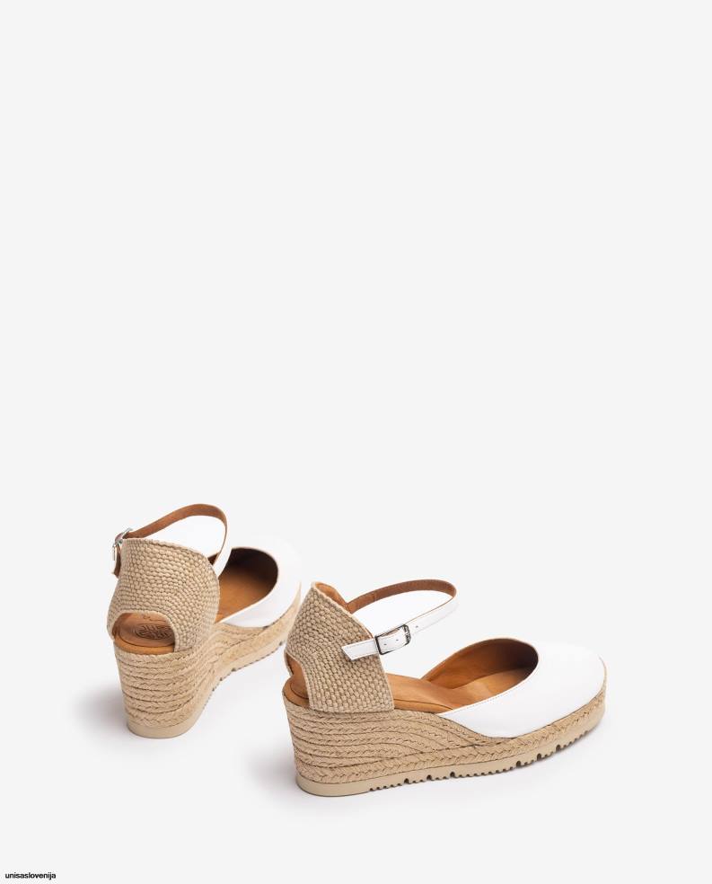 Unisa čevlje espadrila z usnjenim paščkom za gleženj d\'orsay ženske bela - Unisa on Sale