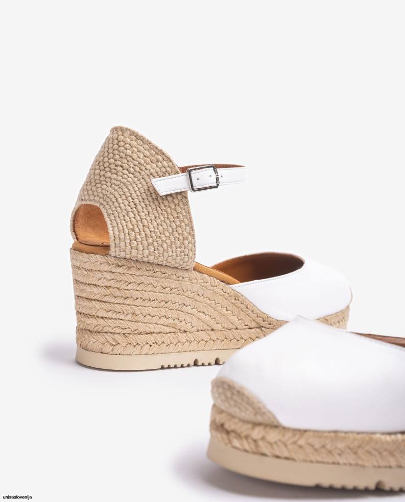 Unisa čevlje espadrila z usnjenim paščkom za gleženj d\'orsay ženske bela - Unisa on Sale