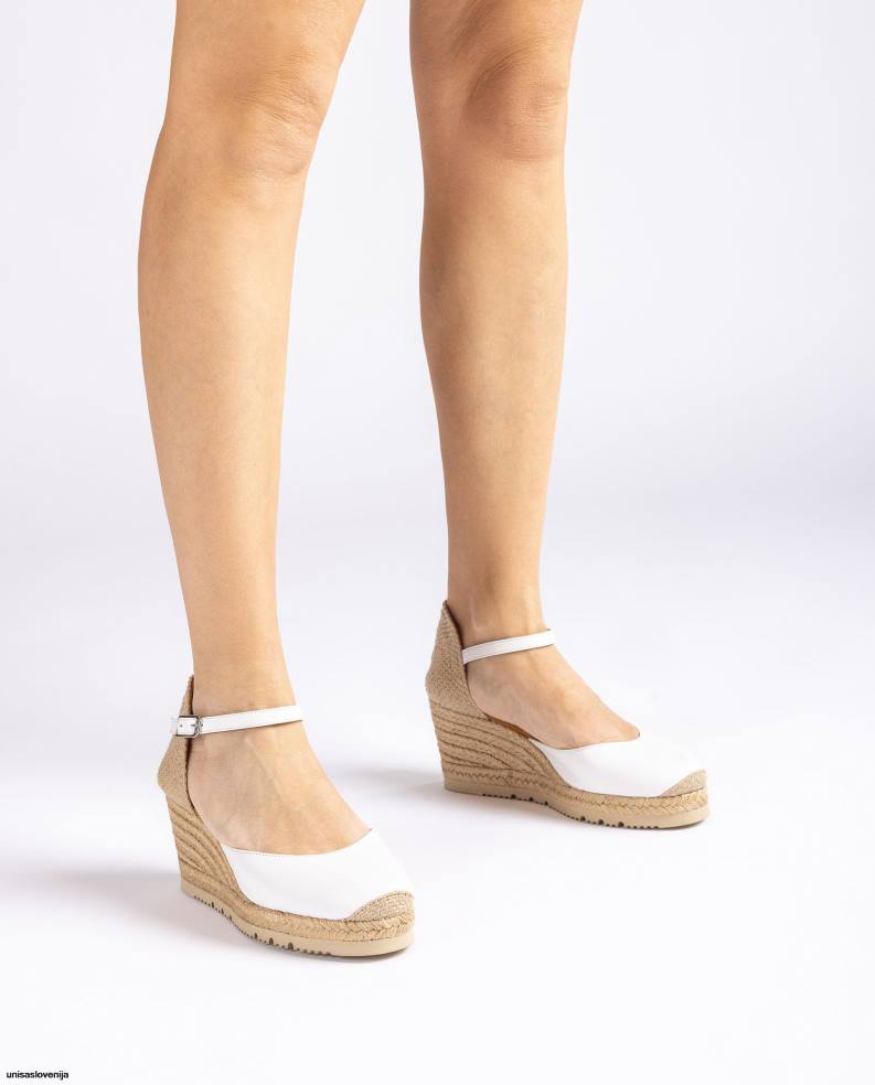 Unisa čevlje espadrila z usnjenim paščkom za gleženj d\'orsay ženske bela - Unisa on Sale