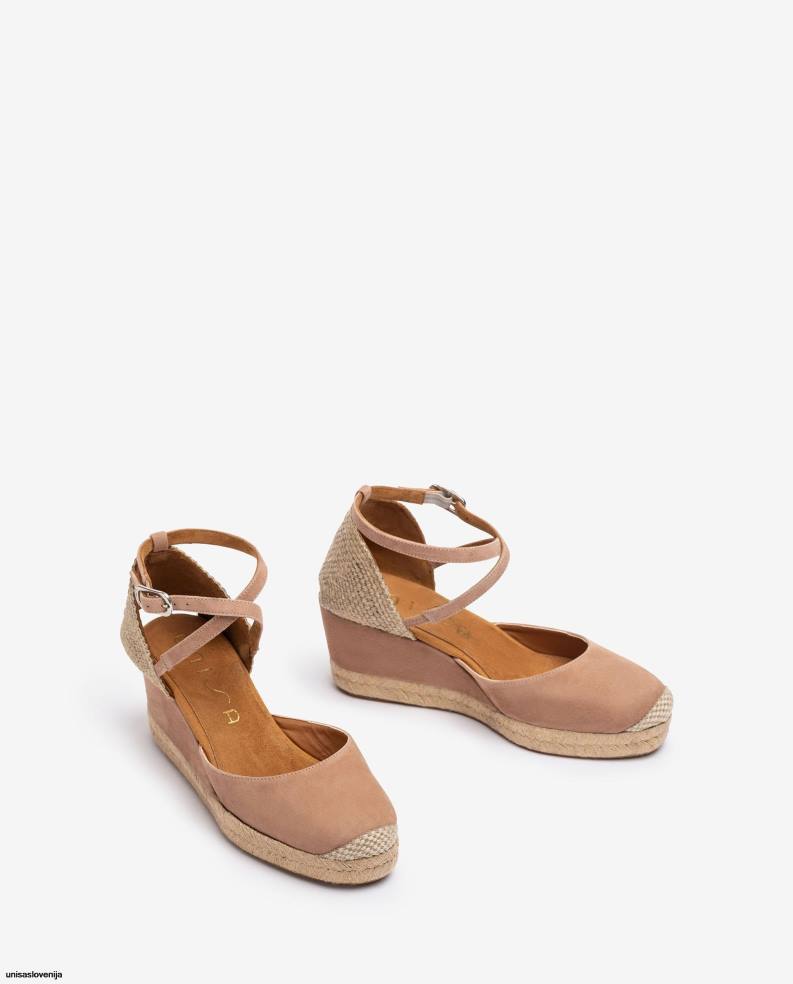 Unisa čevlje espadrile vamp pete iz semiša ženske roza - Unisa Online Shopping