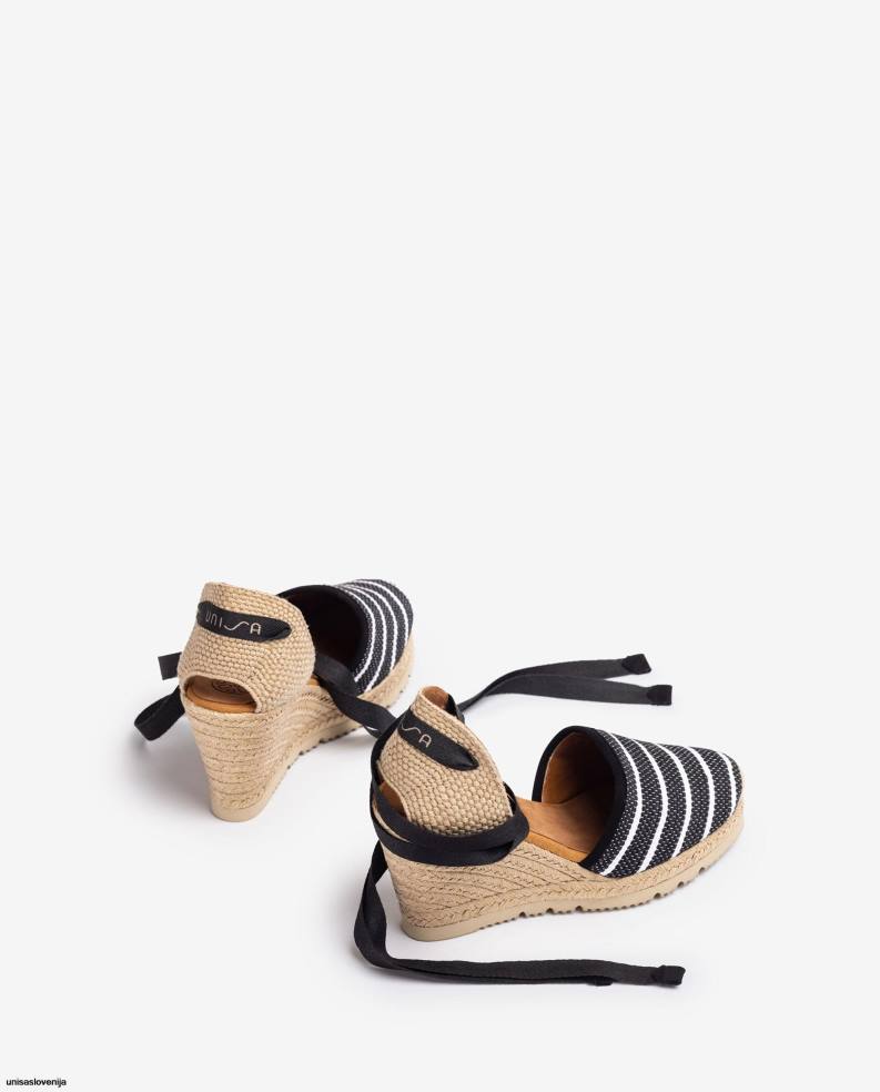 Unisa čevlje espadrile z visoko peto iz tkanine jarapa ženske Črna - Unisa on Sale