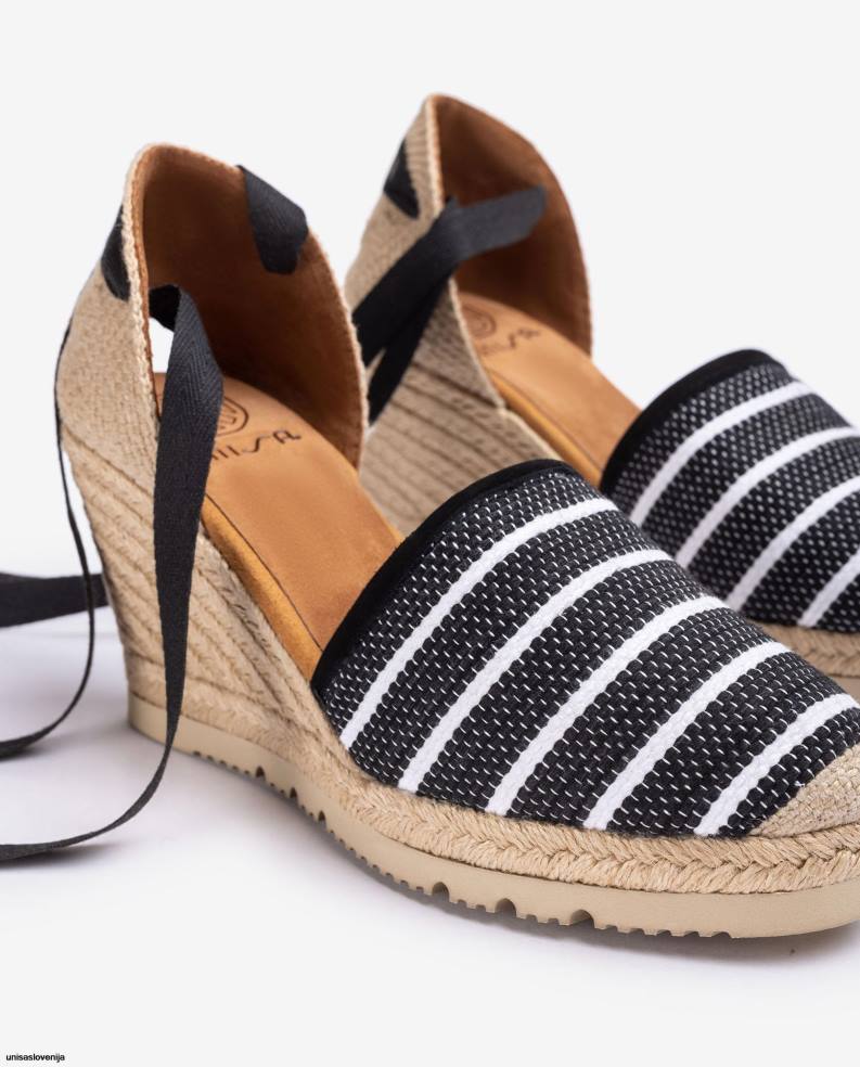 Unisa čevlje espadrile z visoko peto iz tkanine jarapa ženske Črna - Unisa on Sale