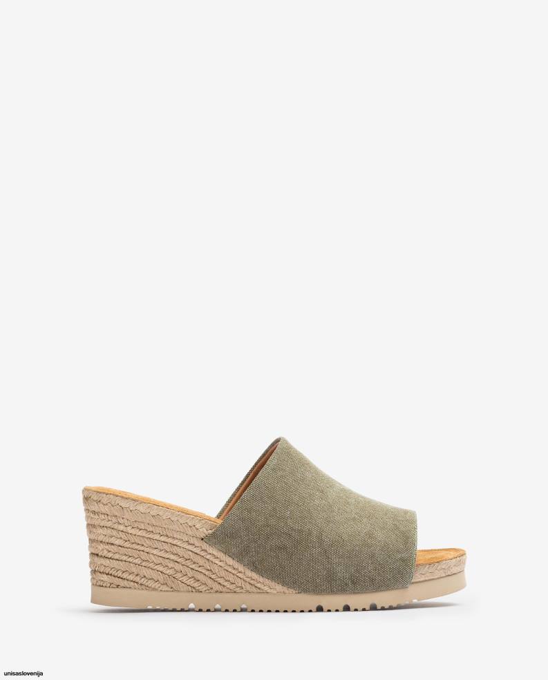 Unisa čevlje mule s peto iz jute ženske zelena - Unisa on Sale