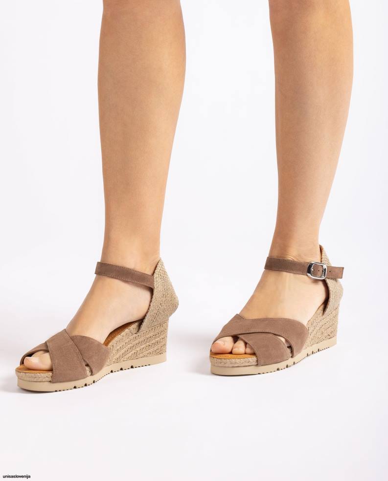 Unisa čevlje sandal iz jute s prečnim trakom ženske rjav - Unisa Slovenija