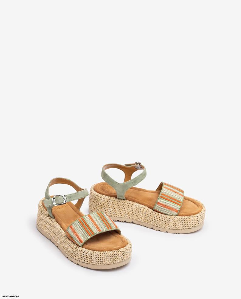 Unisa čevlje sandal s širokim večbarvnim paščkom ženske zelena - Unisa on Sale