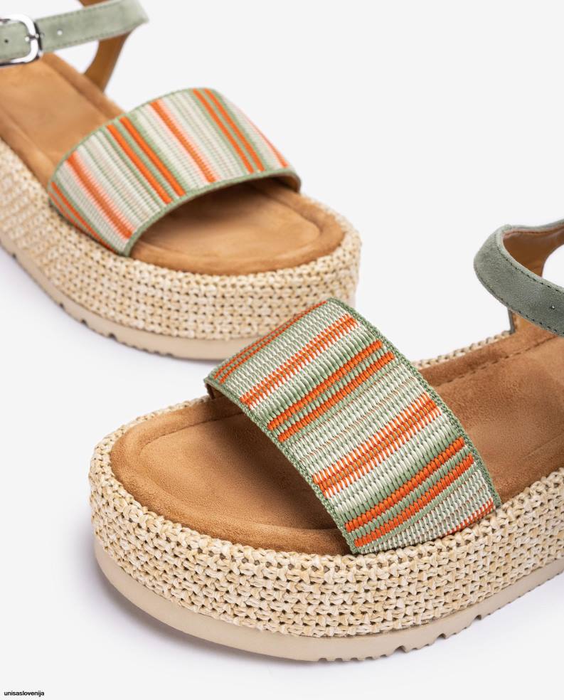 Unisa čevlje sandal s širokim večbarvnim paščkom ženske zelena - Unisa on Sale