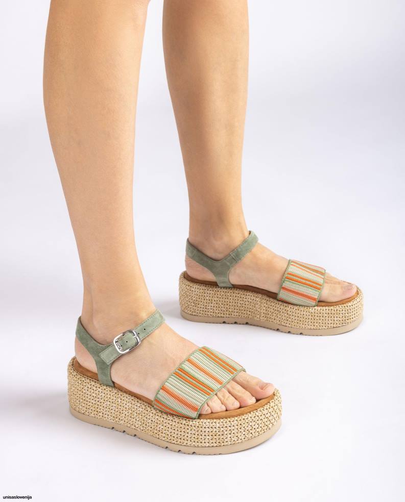Unisa čevlje sandal s širokim večbarvnim paščkom ženske zelena - Unisa on Sale