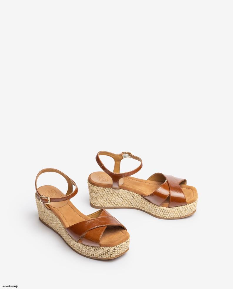 Unisa čevlje sandal s peto iz rafije ženske rjav - Unisa Online Shopping