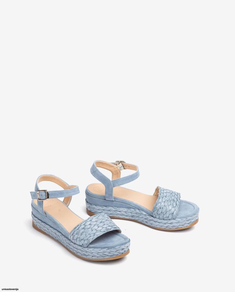 Unisa čevlje ujemajoč se sandal iz jute in semiša ženske modra - Unisa near me