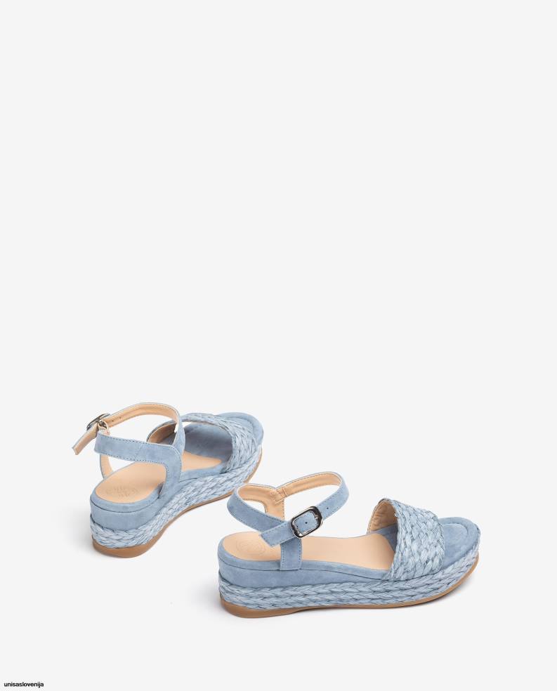 Unisa čevlje ujemajoč se sandal iz jute in semiša ženske modra - Unisa near me