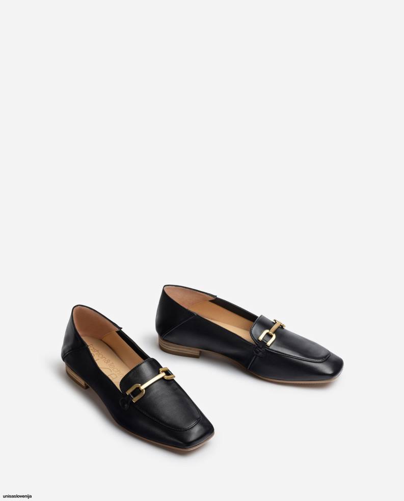Unisa čevlje usnjeni loaferji z obrobo ženske Črna - Unisa on Sale