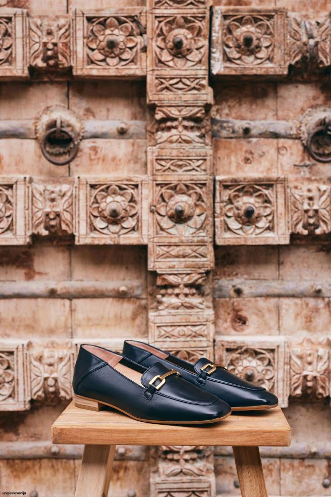 Unisa čevlje usnjeni loaferji z obrobo ženske Črna - Unisa on Sale