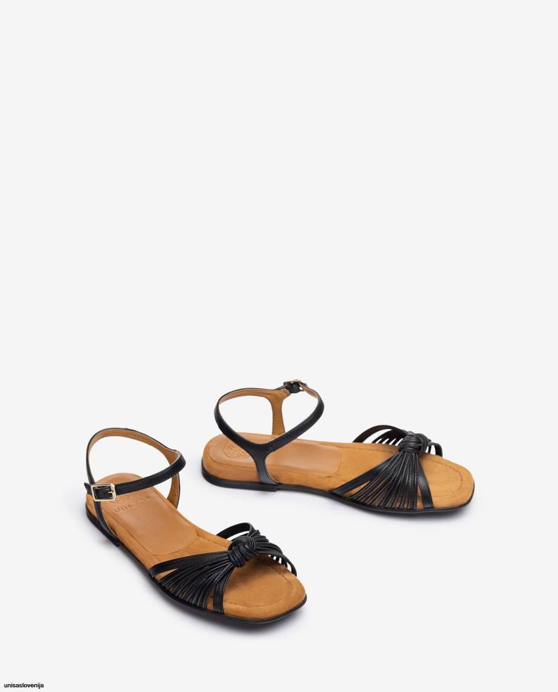 Unisa čevlje ravno usnjen sandal z več trakovi ženske Črna - Unisa Online Shopping
