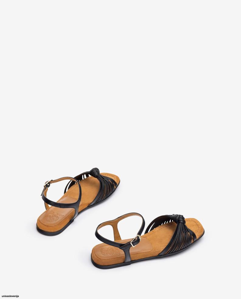 Unisa čevlje ravno usnjen sandal z več trakovi ženske Črna - Unisa Online Shopping