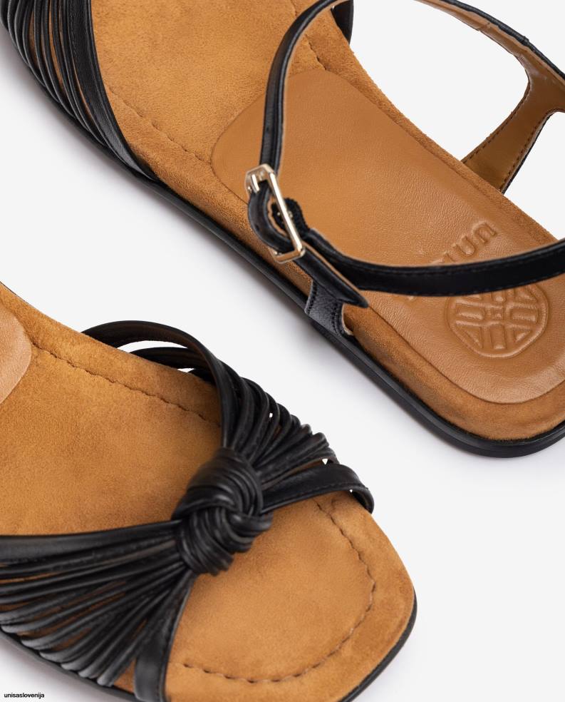 Unisa čevlje ravno usnjen sandal z več trakovi ženske Črna - Unisa Online Shopping