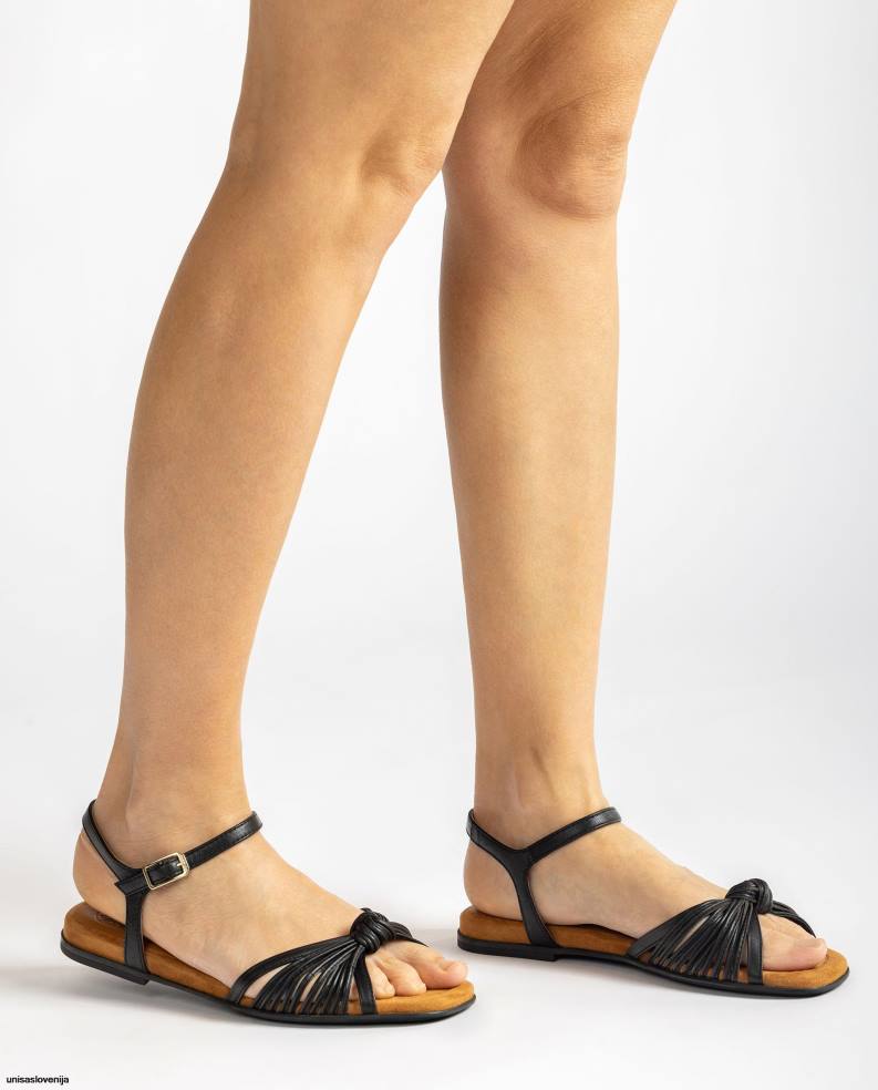 Unisa čevlje ravno usnjen sandal z več trakovi ženske Črna - Unisa Online Shopping