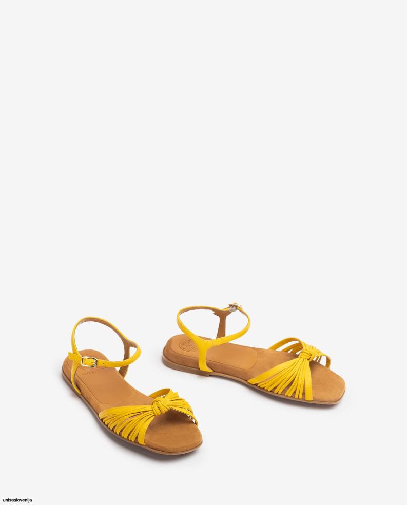 Unisa čevlje ravno usnjen sandal z več trakovi ženske rumena - Unisa on Sale
