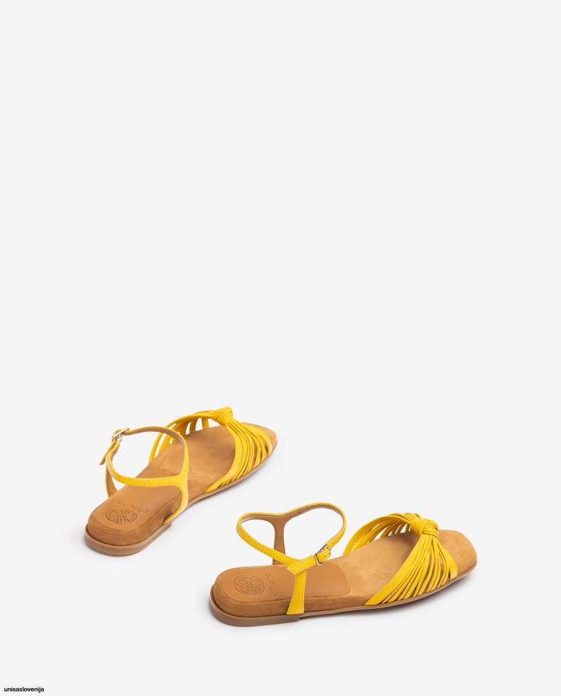 Unisa čevlje ravno usnjen sandal z več trakovi ženske rumena - Unisa on Sale
