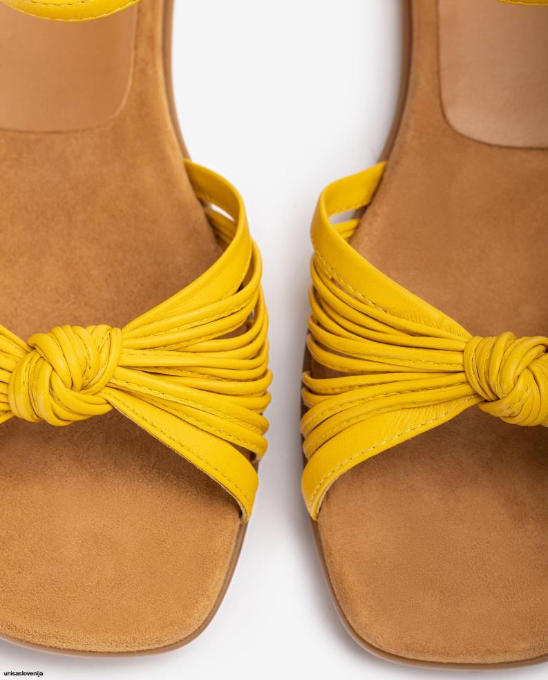 Unisa čevlje ravno usnjen sandal z več trakovi ženske rumena - Unisa on Sale