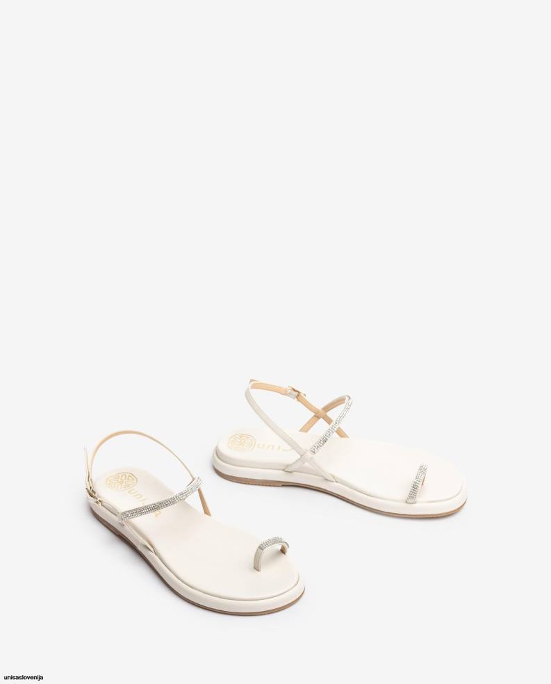 Unisa čevlje ravno usnjen sandal z zadrgo ženske bela - Unisa on Sale