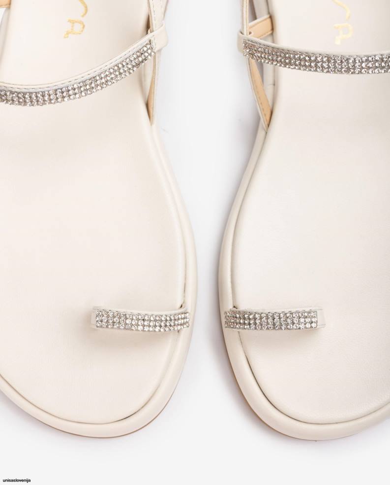 Unisa čevlje ravno usnjen sandal z zadrgo ženske bela - Unisa on Sale