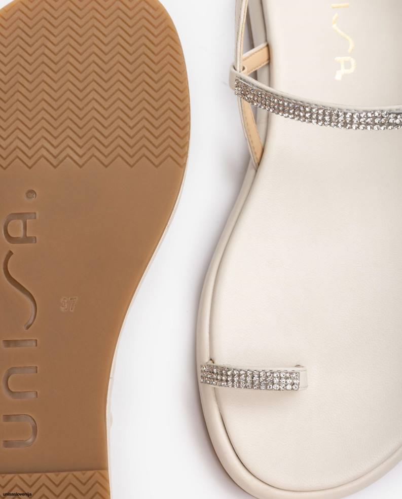 Unisa čevlje ravno usnjen sandal z zadrgo ženske bela - Unisa on Sale