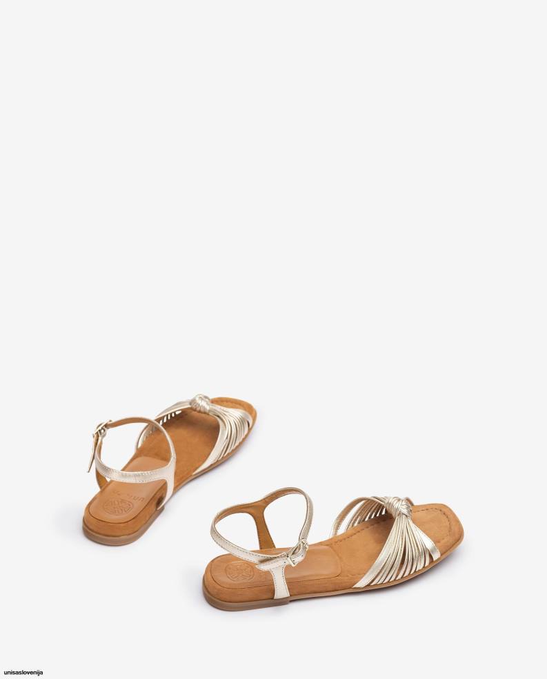Unisa čevlje sandal z več trakovi z ravnim kovinskim zaključkom ženske zlato - Unisa on Sale