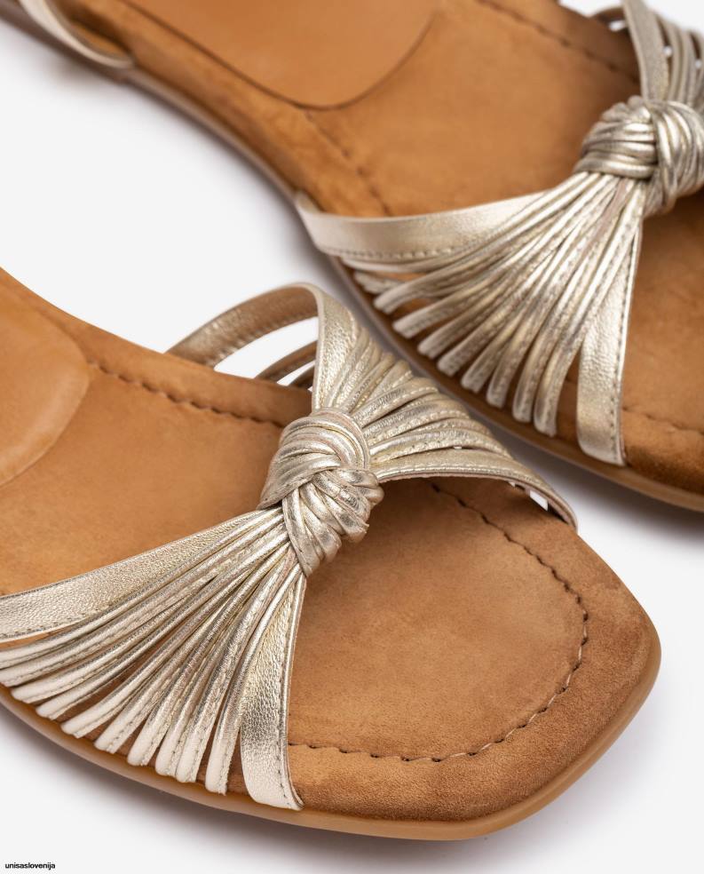 Unisa čevlje sandal z več trakovi z ravnim kovinskim zaključkom ženske zlato - Unisa on Sale