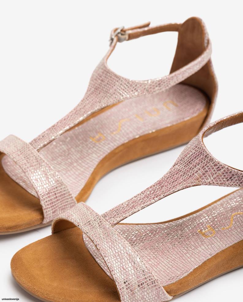 Unisa čevlje usnjeni sandali s kovinskim učinkom in paščkom na nartu ženske graciozen - Unisa Online Shopping
