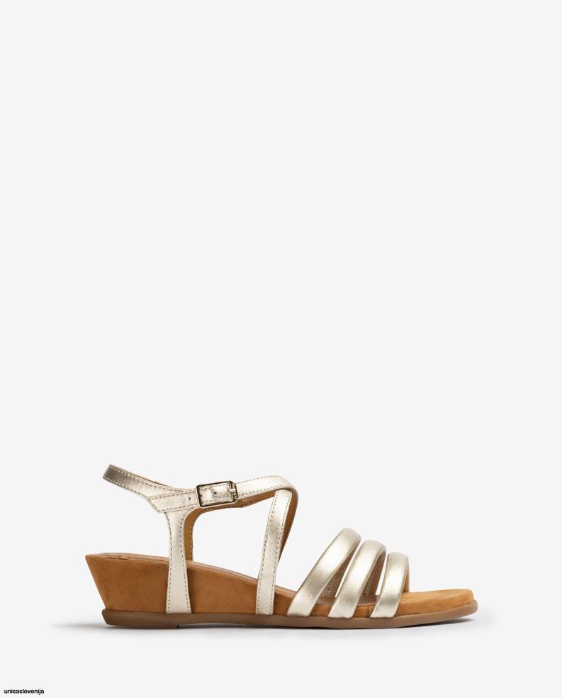 Unisa čevlje podložen sandal s paščki ženske zlato - Unisa Store