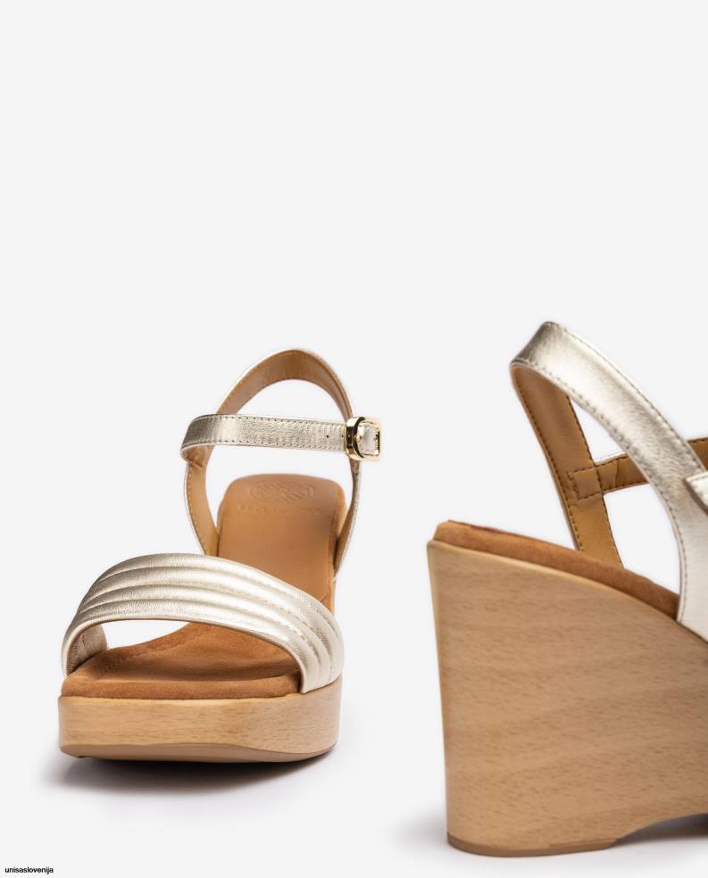 Unisa čevlje sandal na klin s kvadratnimi prsti ženske zlato - Unisa on Sale