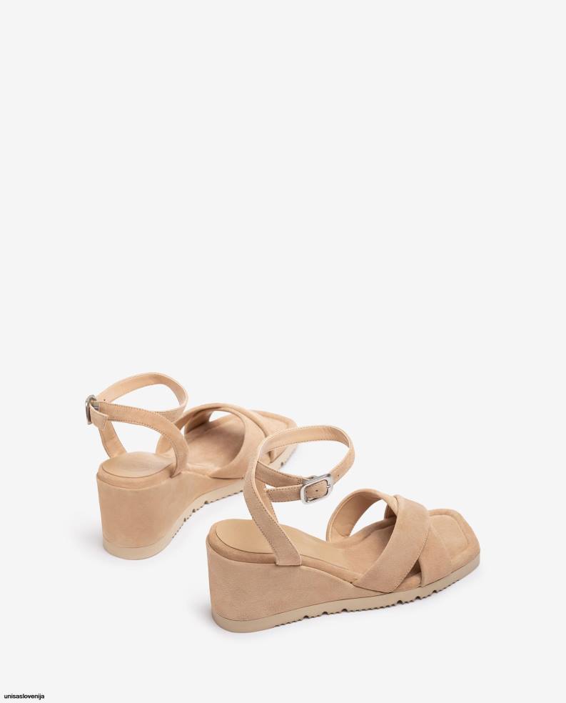 Unisa čevlje sandal s klinasto peto in oblazinjenim podplatom ženske bež - Unisa Store
