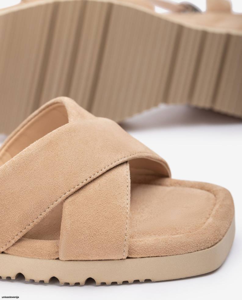 Unisa čevlje sandal s klinasto peto in oblazinjenim podplatom ženske bež - Unisa near me