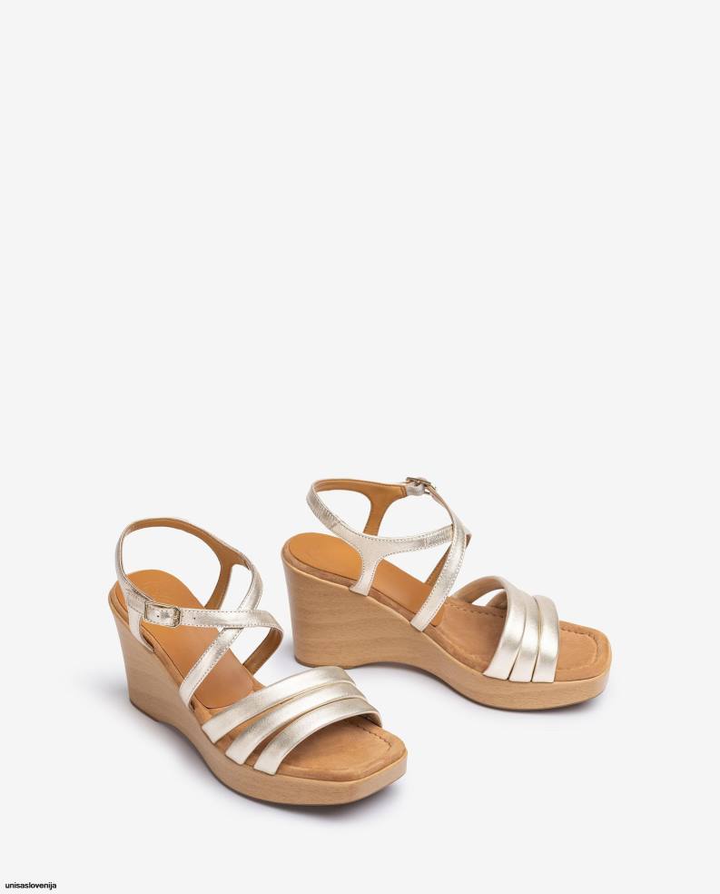 Unisa čevlje sandal s klinasto peto in prešitimi trakovi ženske graciozen - Unisa near me