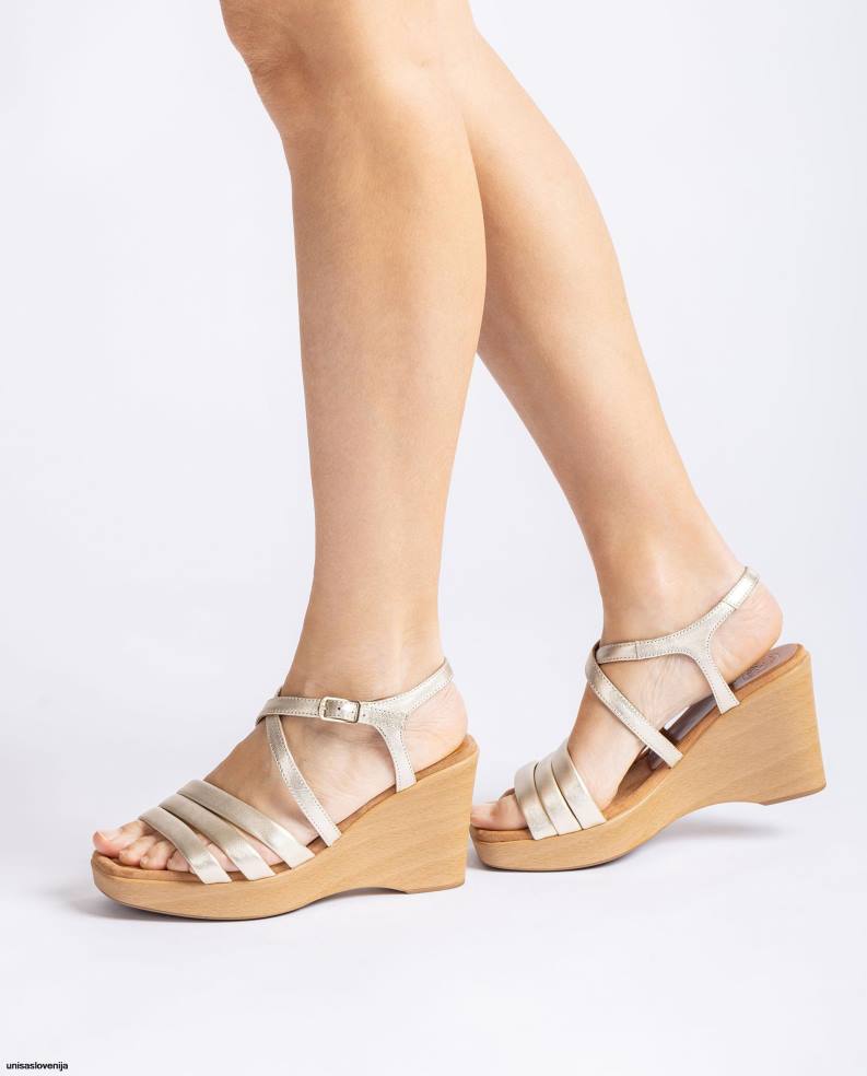 Unisa čevlje sandal s klinasto peto in prešitimi trakovi ženske graciozen - Unisa near me