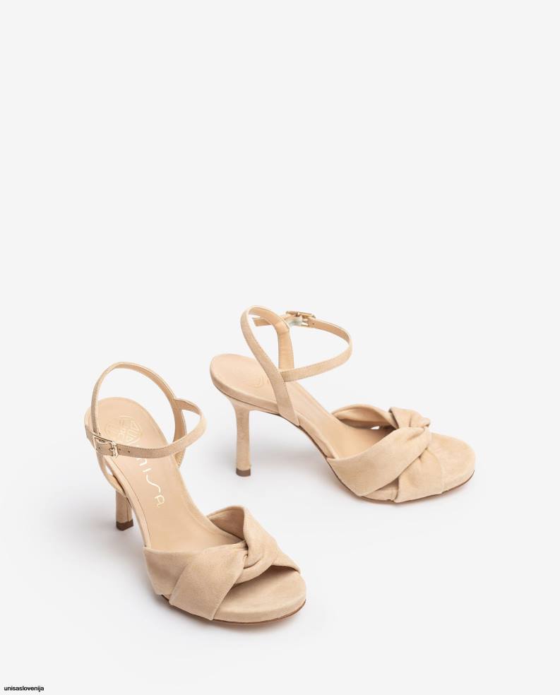 Unisa čevlje crossover vamp sandal z visoko peto ženske bež - Unisa Store