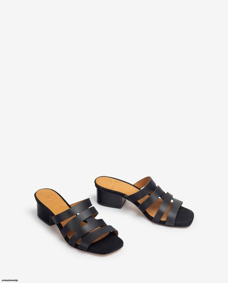 Unisa čevlje širok vamp sandal z okrasnimi perforacijami ženske Črna - Unisa on Sale