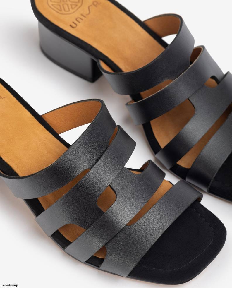 Unisa čevlje širok vamp sandal z okrasnimi perforacijami ženske Črna - Unisa on Sale