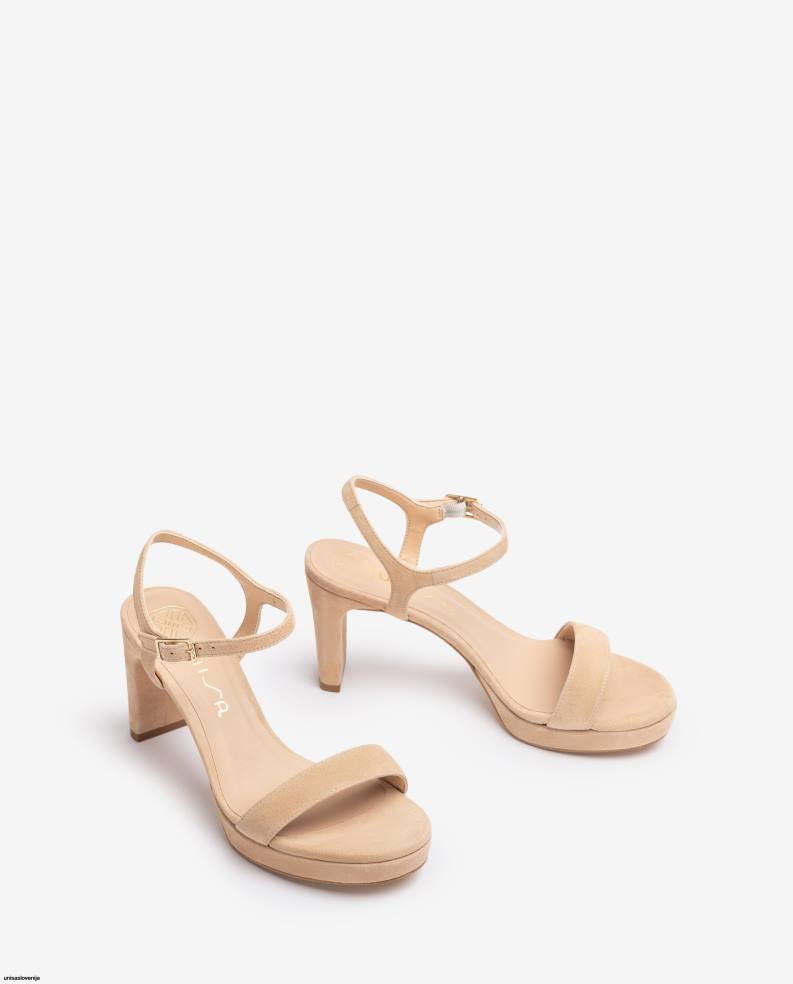 Unisa čevlje sandal iz semiša ženske bež - Unisa Online Shopping