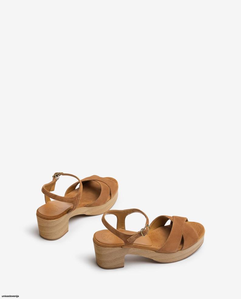Unisa čevlje sandal iz semiša s srednje visoko peto ženske rjav - Unisa near me